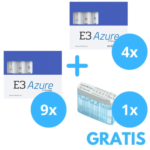 9 x Endostar Azure 6 sztukowe + Gratis 4 x Endostar Azure 6 sztukowe + Pojemnik na pilniki  z linijką