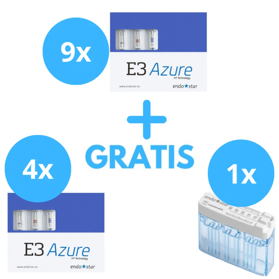 9 x Endostar Azure 6 sztukowe + Gratis 4 x Endostar Azure 6 sztukowe + Pojemnik na pilniki  z linijką