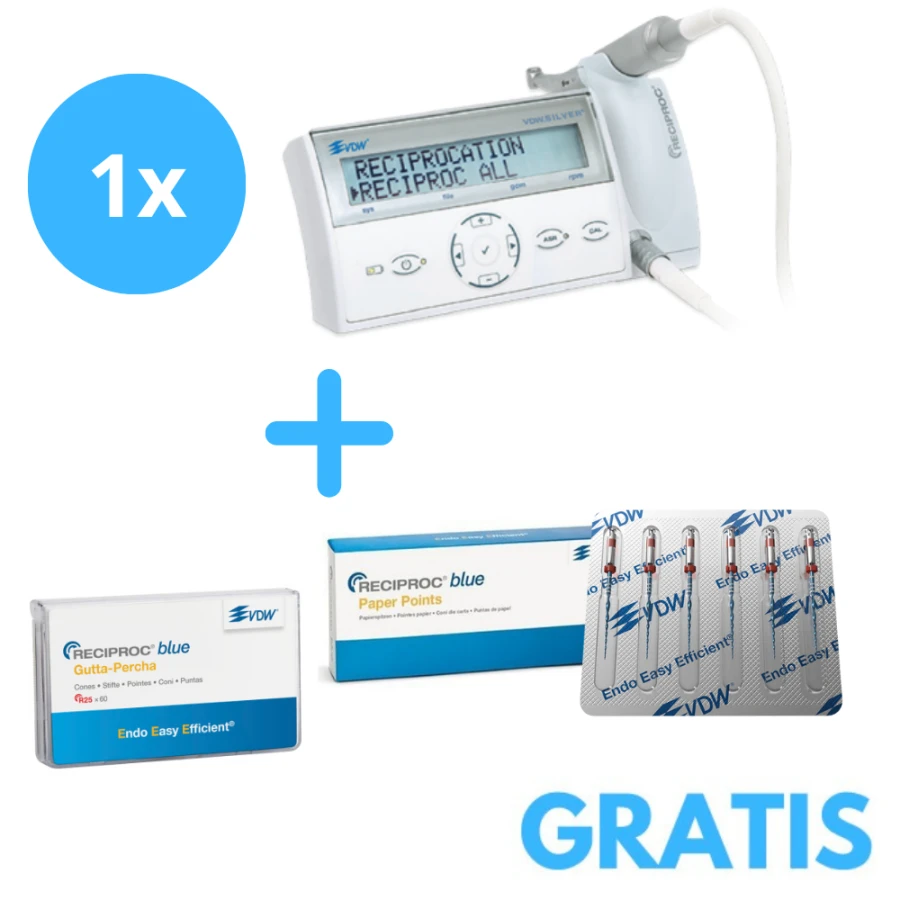 VDW Silver Reciproc + Gratis 2 x Reciproc Blue R25/25mm + 1 x Reciproc Blue Gutaperka + Sączki Assortyment