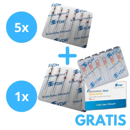 5 x Reciproc Blue + Gratis Reciproc Blue R25/25mm oraz Reciproc Blue Gutaperka Assortyment + C-Pilot  6 sztukowy