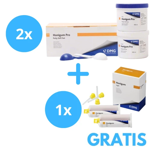 2 x Honigum Pro Putty Soft Fast 2x450 + Gratis 1 x  Honigum Pro Light AM 2x50 ml