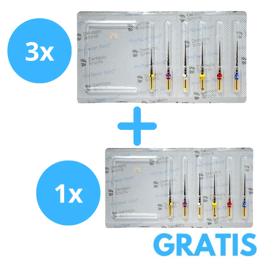 3 x Protaper Gold ( 6 sztukowe ) + Gratis  ProTaper Gold Asortyment (Opakowanie 6 pilników)