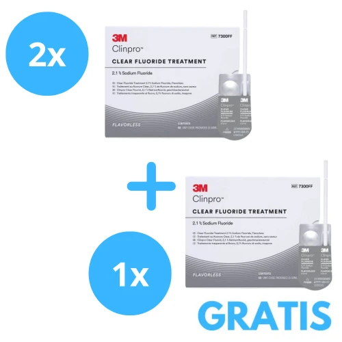 2 x Clinpro Clear do Fluoryzacji 0,5 ml x 50 + 1 x Gratis Clinpro Clear do Fluoryzacji 0,5 ml