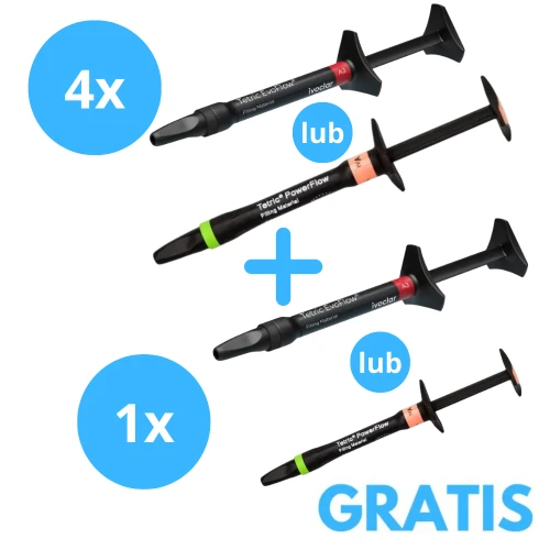 4 x Tetric EvoFlow 1x2g / PowerFlow 1 x 3g + Gratis 1 x Tetric EvoFlow 1x2g lub  Tetric PowerFlow 1x2g