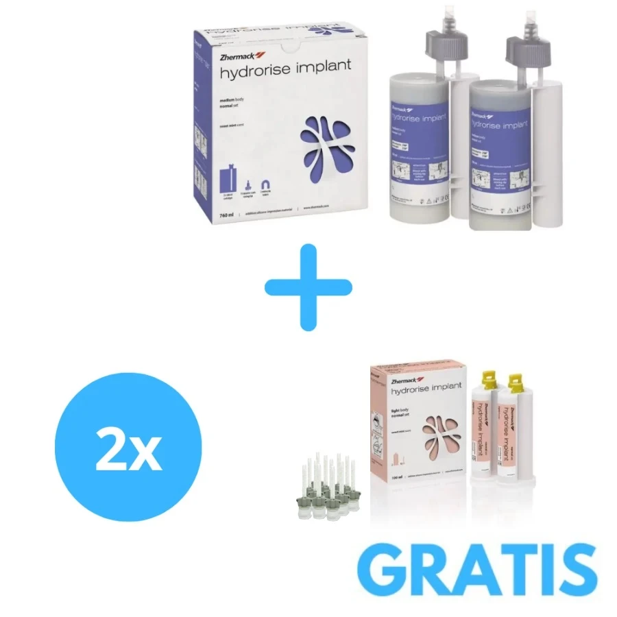Hydrorise Implant Heavy Body+ Gratis Hydrorise Implant Light Body + 2 x 50ml 12 końcówek mieszających Hydrorise Implant Heavy Body+ Gratis Hydrorise Implant Light Body + 2 x 50ml 12 końcówek mieszających