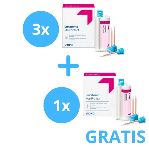 3 x DMG Luxatemp MaxProtect 50ml + 15 końcówek  + Gratis 1 x  DMG Luxatemp MaxProtect 50ml + 15 końcówek