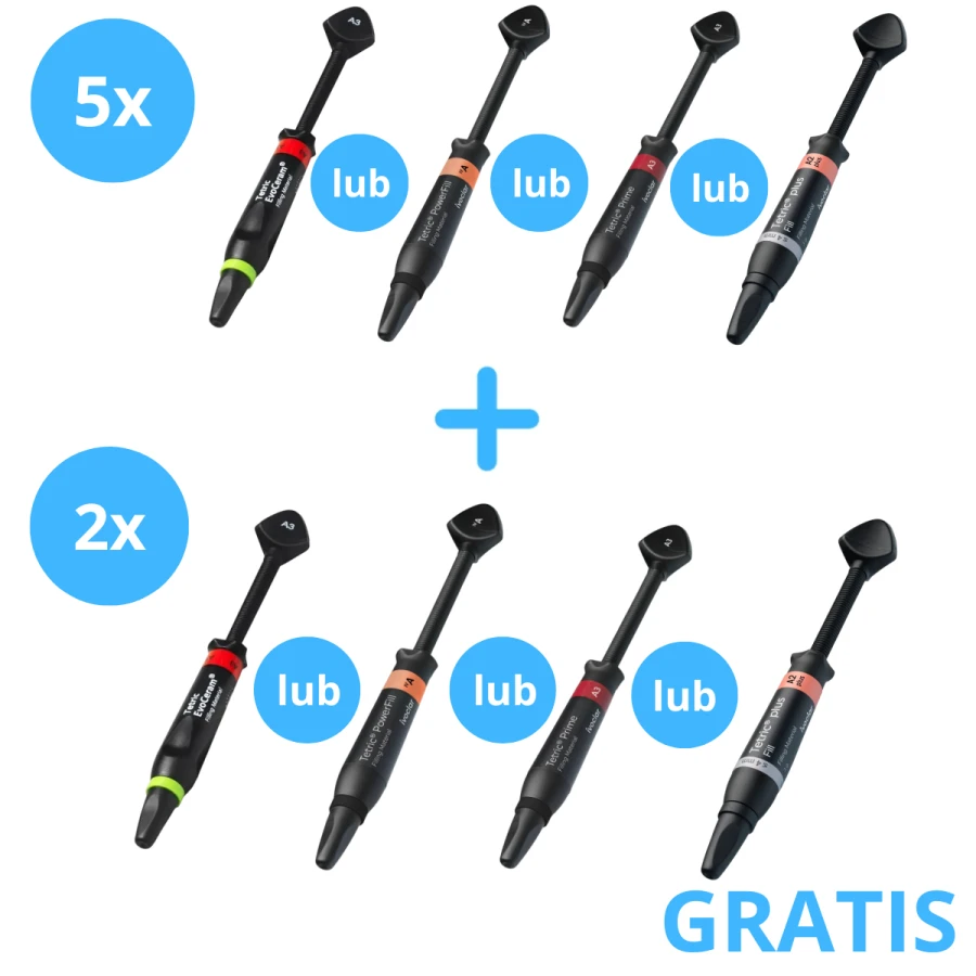 5 x Tetric ( Evoceram/Prime/PowerFill/Plus Fill)  + Gratis 2 x Tetric ( Evoceram/Prime/PowerFill/Plus Fill)