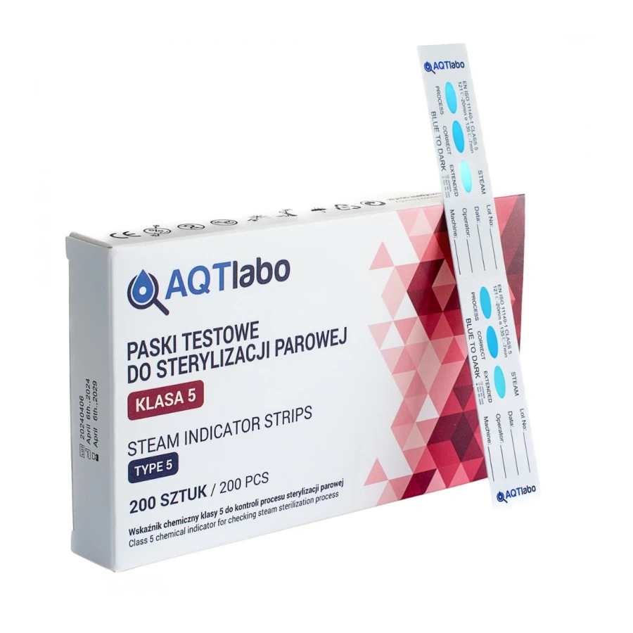 Paski Chemiczne do Sterylizacji klasy V AQTlabo 200 szt